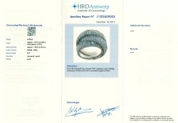 HRD-gecertificeerde 18K witgouden crossover ring bezet met ca. 6.50 ct. diamant.