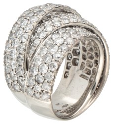 HRD-gecertificeerde 18K witgouden crossover ring bezet met ca. 6.50 ct. diamant.