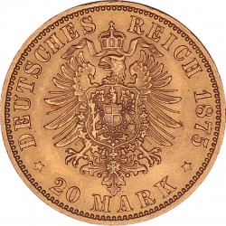 German states. Anhalt. Friedrich I. 20 Mark. 1875 A.