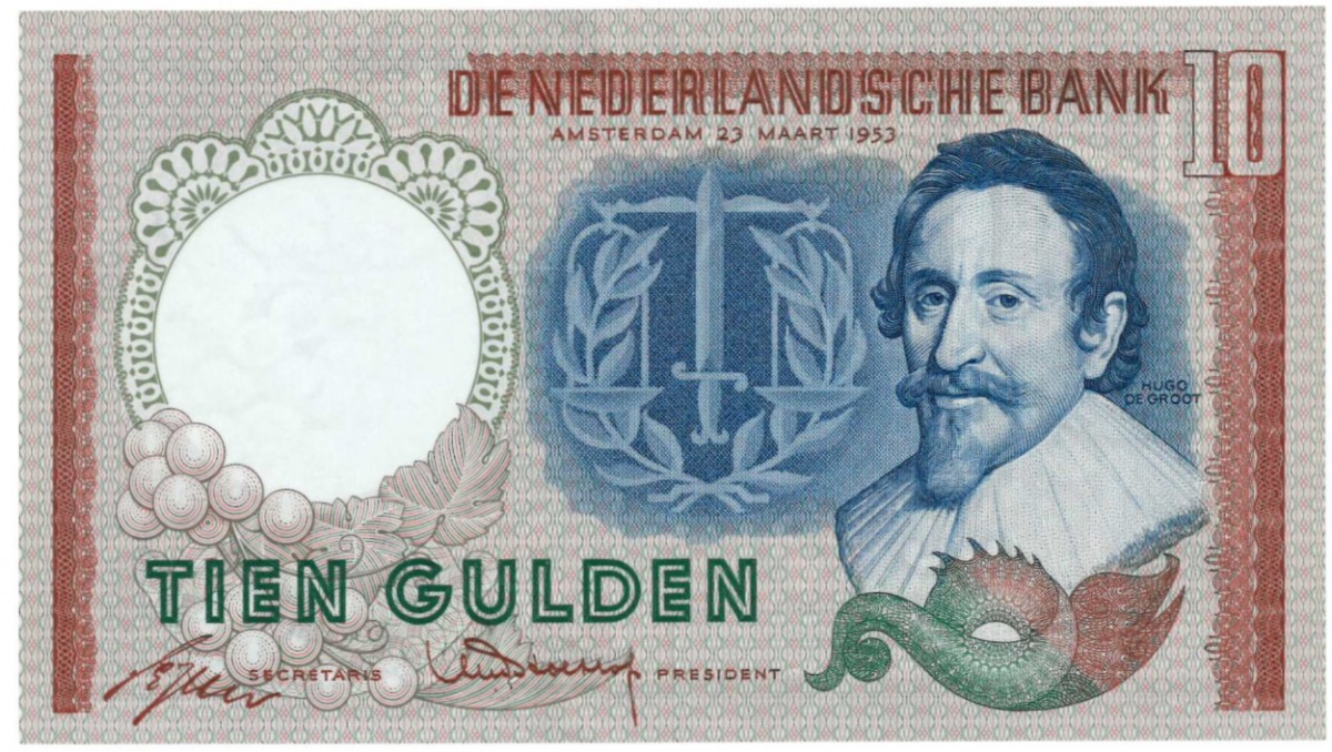 Nederland 10 gulden bankbiljet Type 1953 Hugo de Groot - UNC