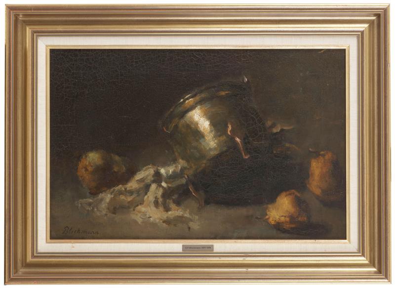 Elizabeth Francoise 'Tjieke' Bleckmann - Roelofs, Stilleven van stoofperen en een koperen pot.