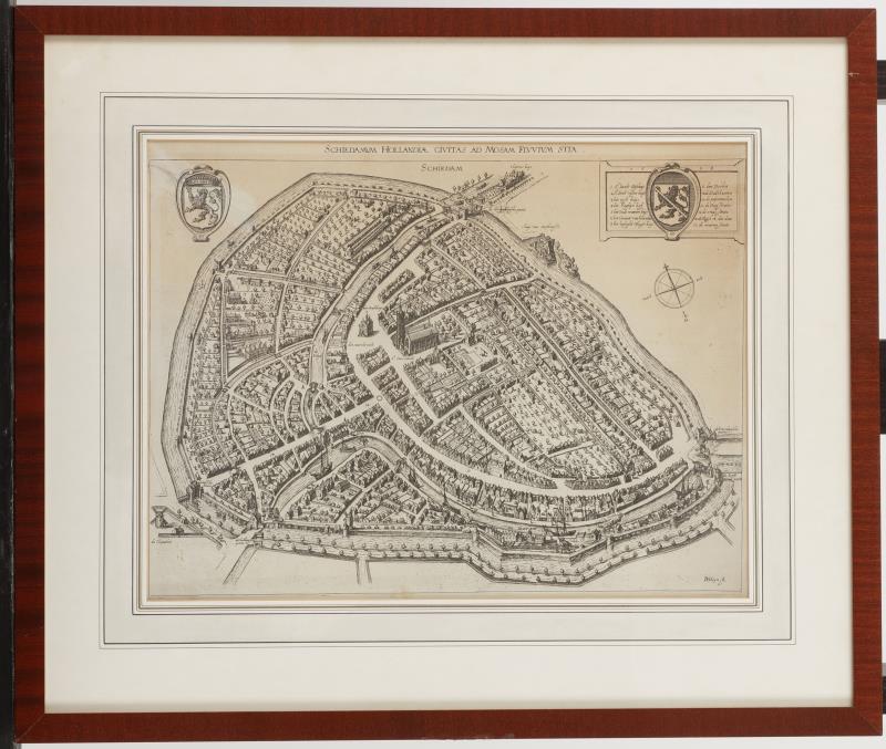 Jacob de Gheyn (II), Panorama en plattegrond van Schiedam, 1598, 1700 - 1800.