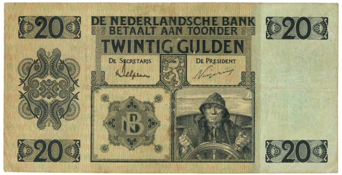 Nederland 20 gulden Bankbiljet Type 1926 Stuurman - Zeer Goed