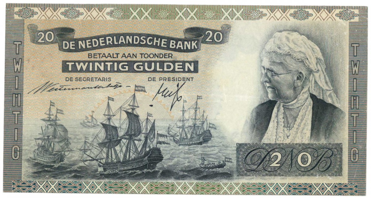 Nederland 20 gulden Bankbiljet Type 1939 Emma -Zeer Fraai