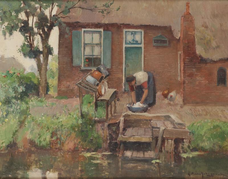 G.F. van Schagen (Den Haag 1880 - 1968 Laren), Stoepje te Giethoorn.