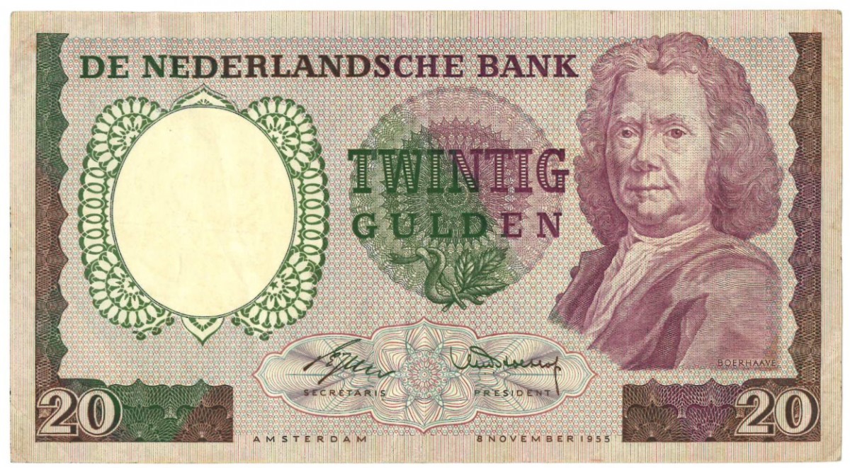 Nederland 20 gulden Bankbiljet Type 1955 Boerhaave - Zeer Fraai