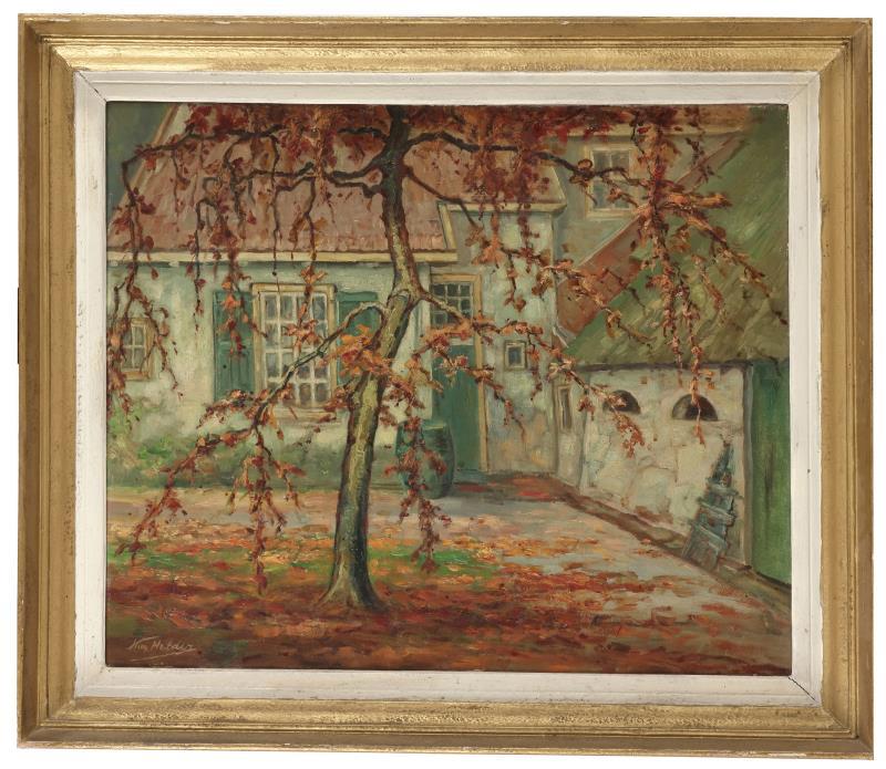 Wim Helder (Den Haag 1892 - 1966 Hattem), Hofje in de herfst.