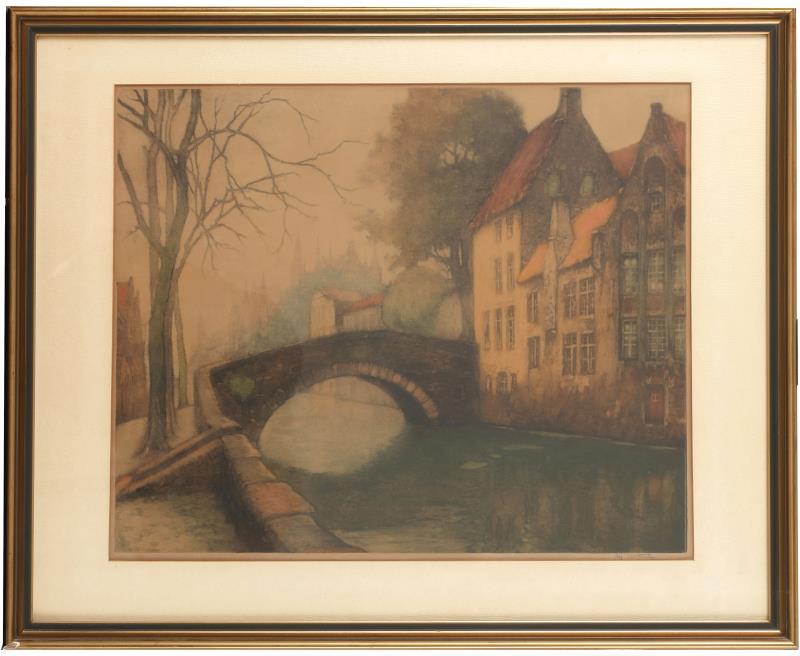 Alphons van Neste (Dottignies Hainaut, Be. 1900 - 1961), Gezicht in Brugge.