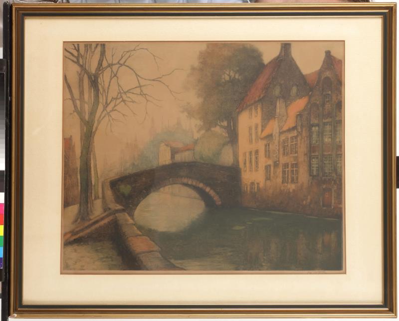 Alphons van Neste (Dottignies Hainaut, Be. 1900 - 1961), Gezicht in Brugge.