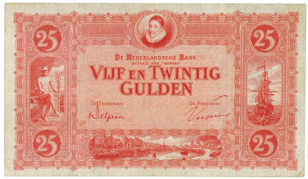 Nederland 25 gulden Bankbiljet Type 1929 Willem van Oranje - Zeer Fraai -
