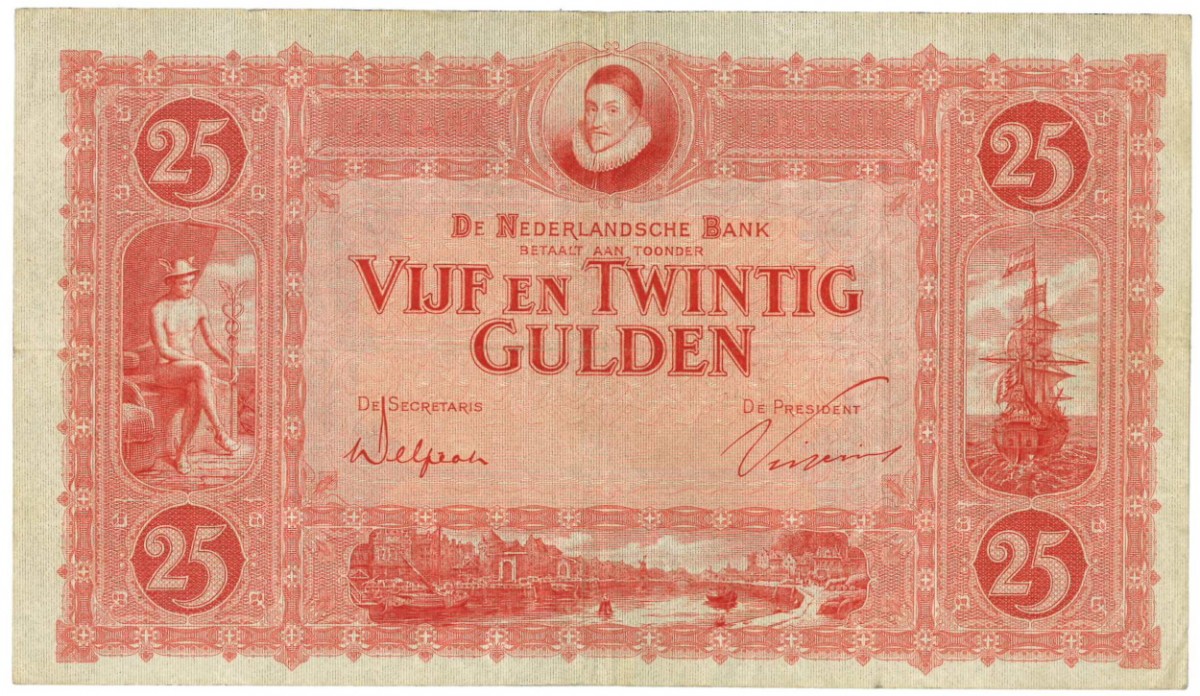 Nederland 25 gulden Bankbiljet Type 1929 Willem van Oranje - Zeer Fraai -