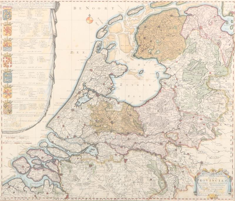 Caspar Specht (1726 - 1750) uitegeven door Reinier Ottens (1698-1750) & Joshua Ottens (1704-1765), Handingekleurde kaart van de Republiek der Zeven Verenigde Nederlanden.  .