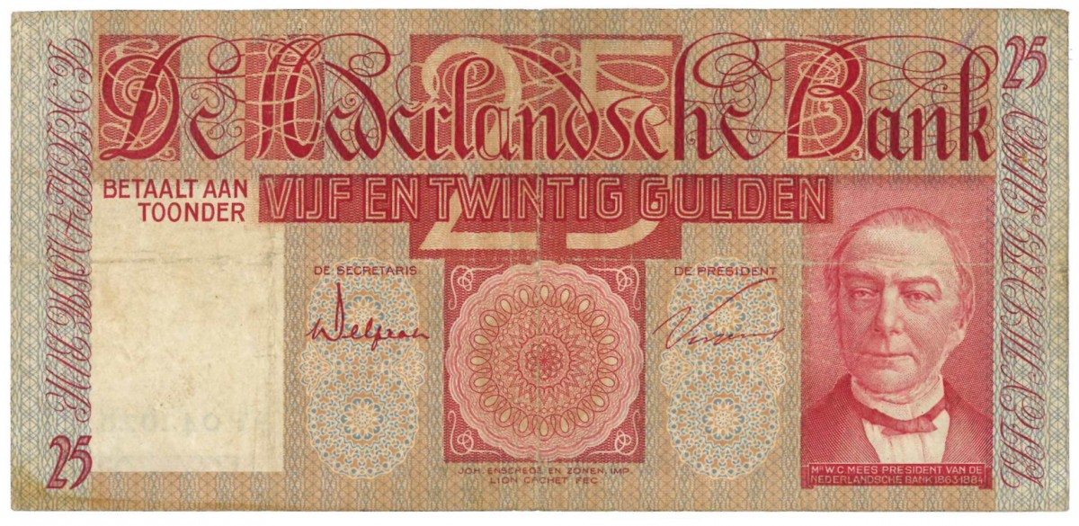 Nederland 25 gulden bankbiljet Type 1931 Mees - Fraai / Zeer Fraai