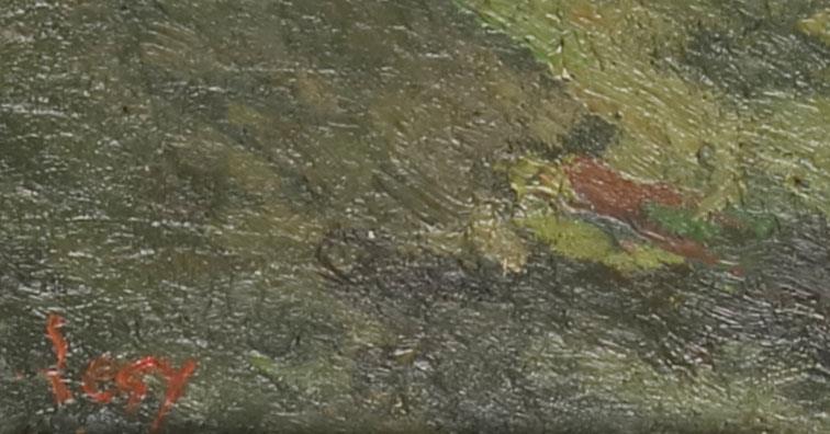Gustave Lesy (1896 - 1981), Een kerkdorpje in een heuvelachtig landschap.
