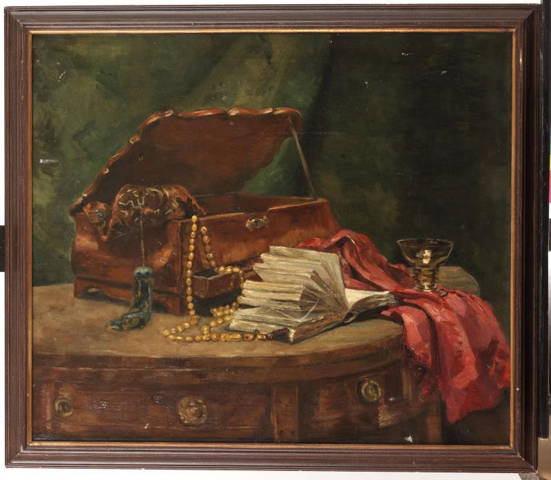 Onbekend ca. 1900, Een stilleven met juwelenkistje.
