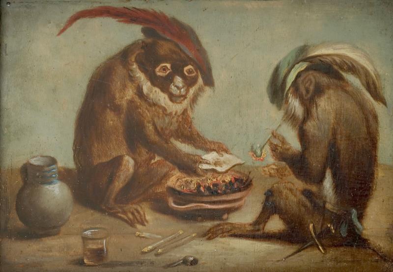 Navolger David Teniers II, Pijprokende aapjes.
