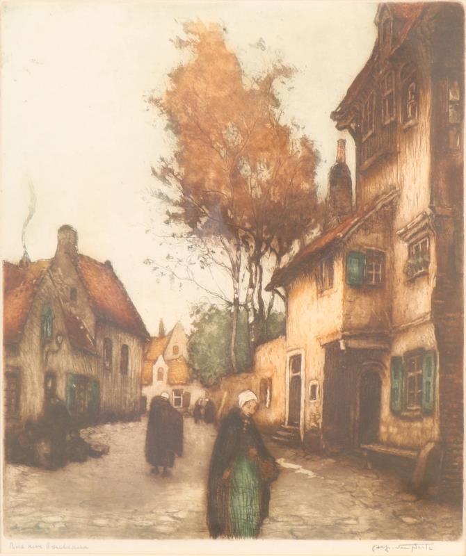 Alphons van Neste (Dottignies Hainaut, Be. 1900 - 1961), Gezicht in Brugge.