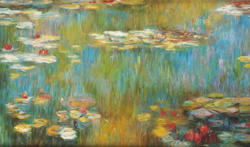 T. van Dam, 20e eeuw. Waterlelies, naar Monet.