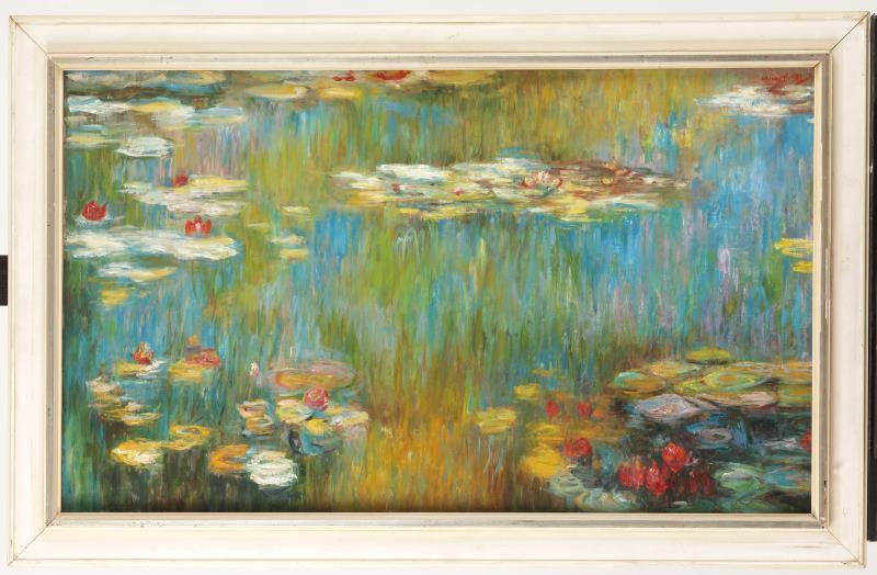 T. van Dam, 20e eeuw. Waterlelies, naar Monet.