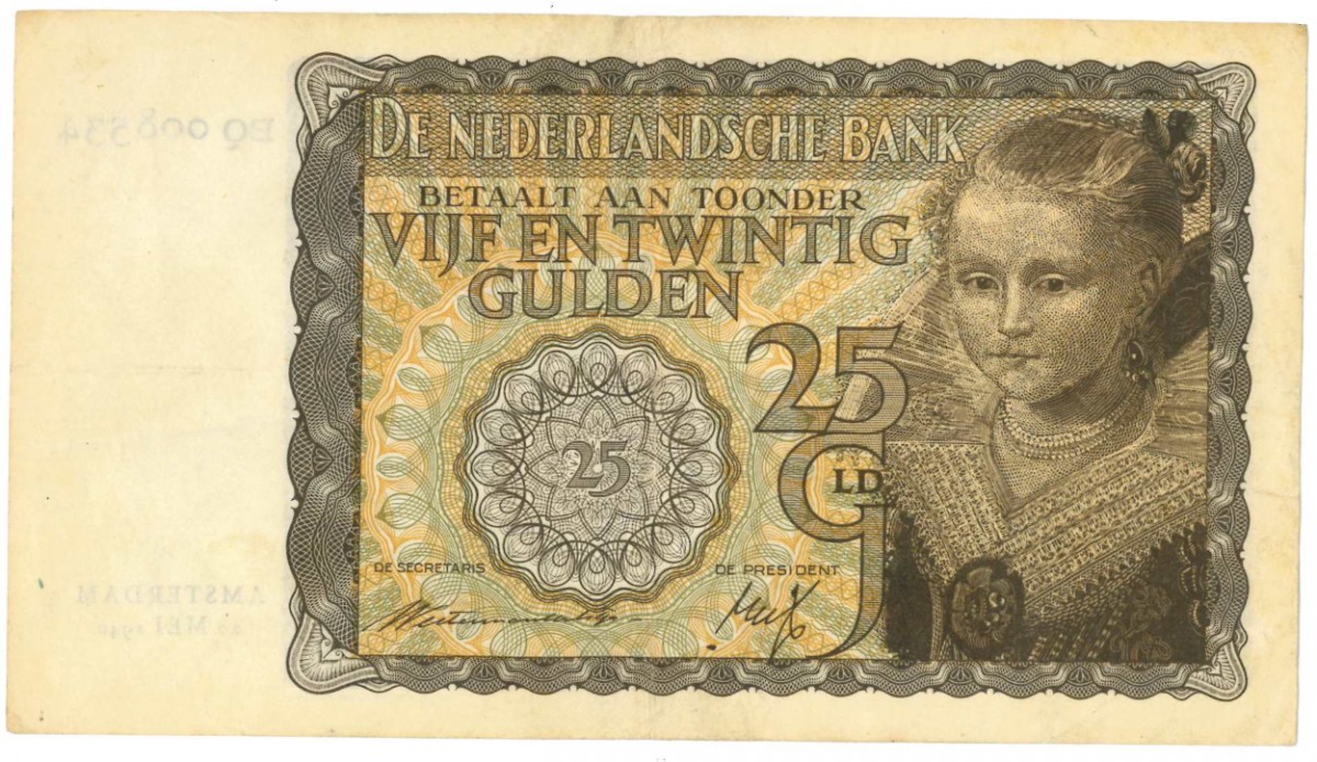 Nederland 25 gulden Bankbiljet Type 1940 Prinsesje - Zeer Fraai -