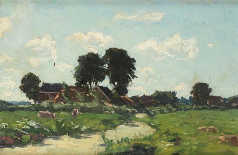 Daniel Been (Rotterdam 1885 - 1967 Baarn), Landschap in de omgeving van Overschie, olieverf op doek.