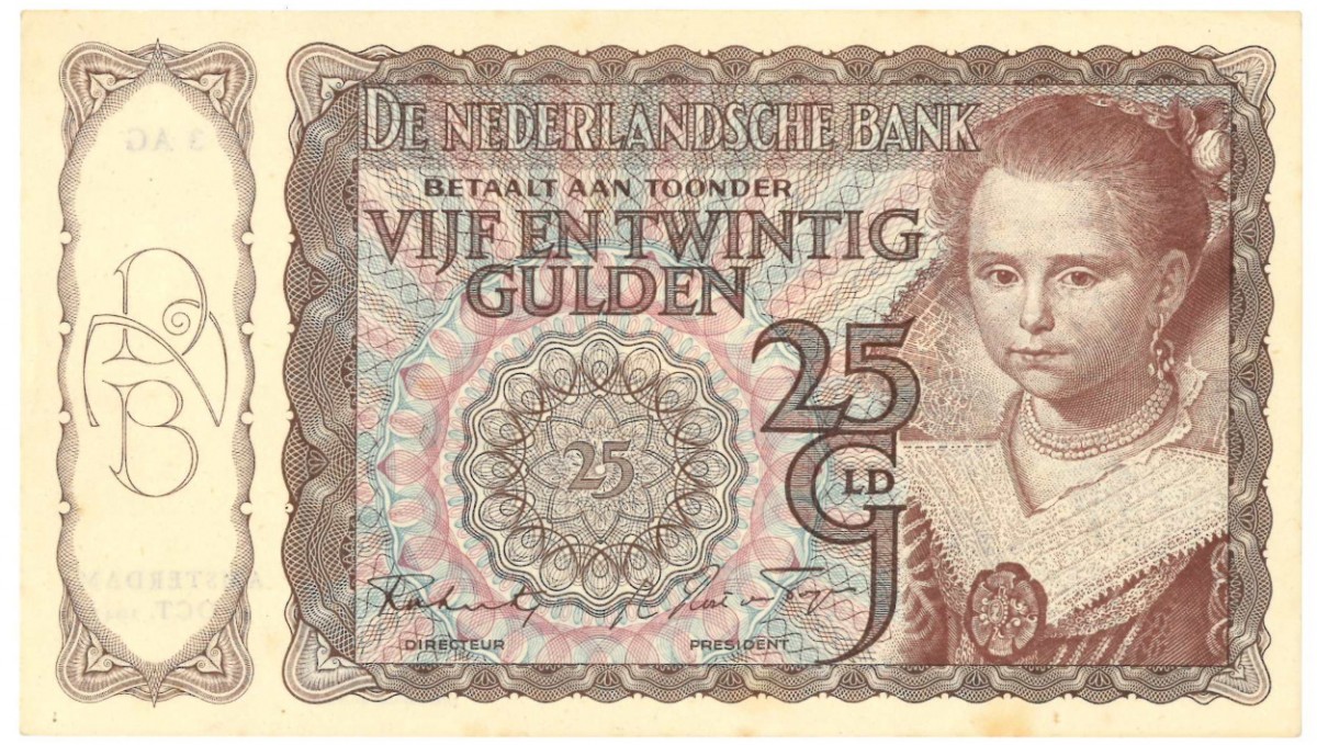 Nederland 25 gulden Bankbiljet Type 1943 I Prinsesje - Prachtig