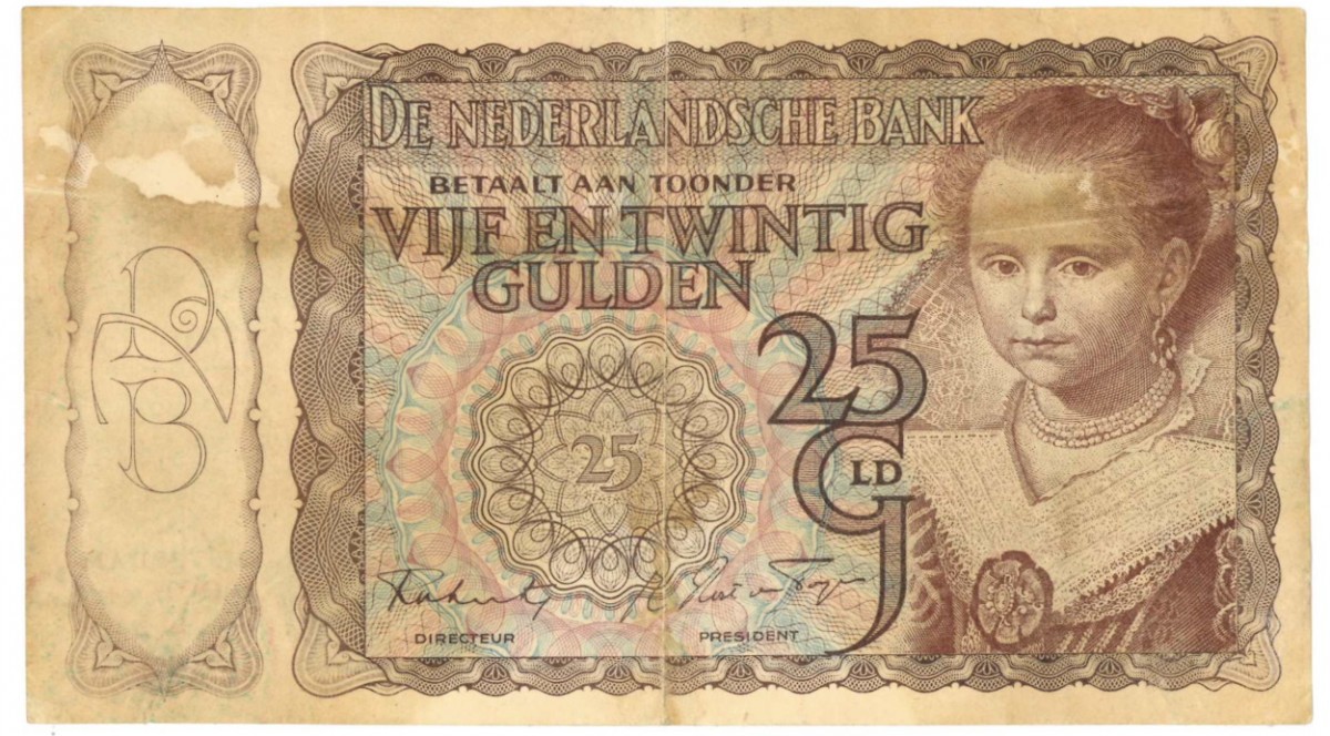 Nederland 25 gulden Bankbiljet Type 1943 I Prinsesje - Zeer Fraai