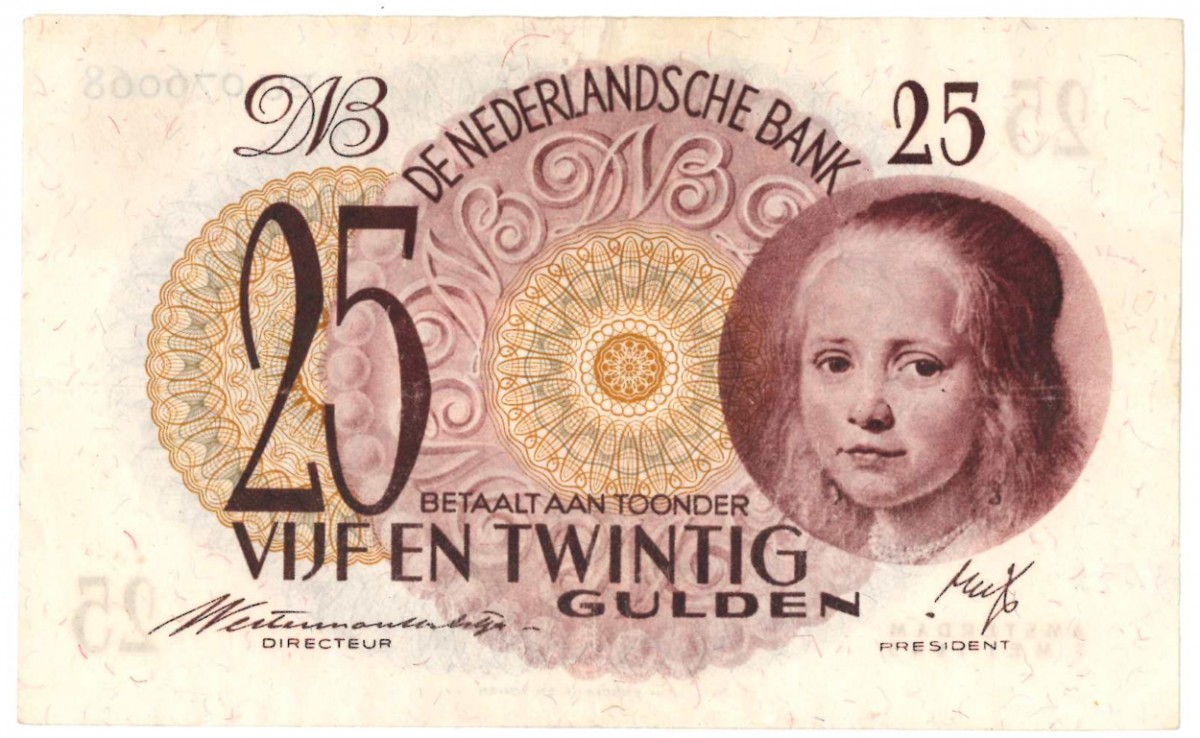 Nederland 25 gulden Bankbiljet Type 1945 Meisje in blauw - Zeer Fraai