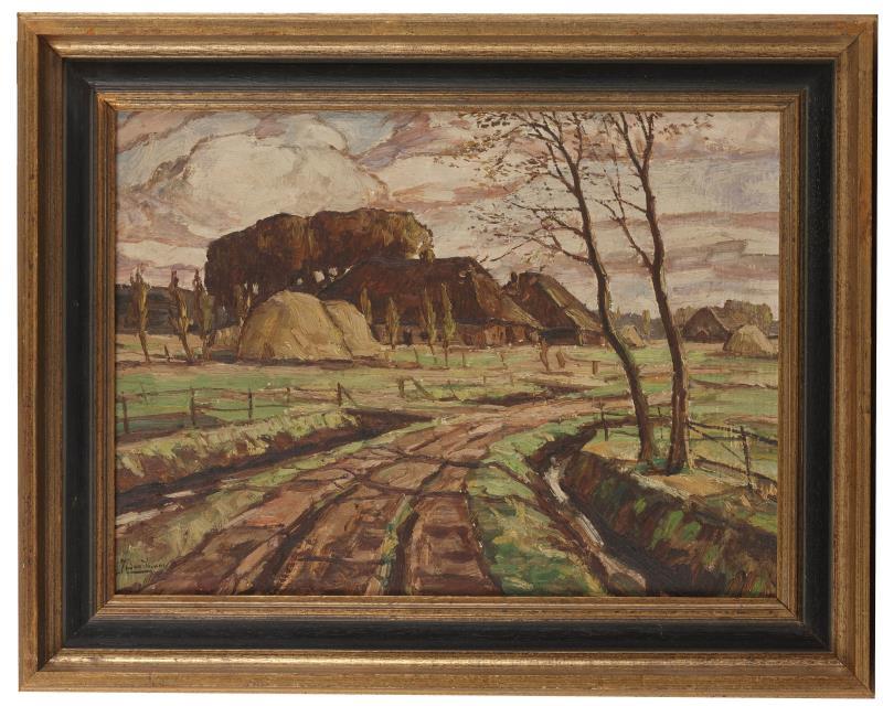 Jan Baartmans (Bergen op Zoom 1898 - 1968), Landschap met boerderij.