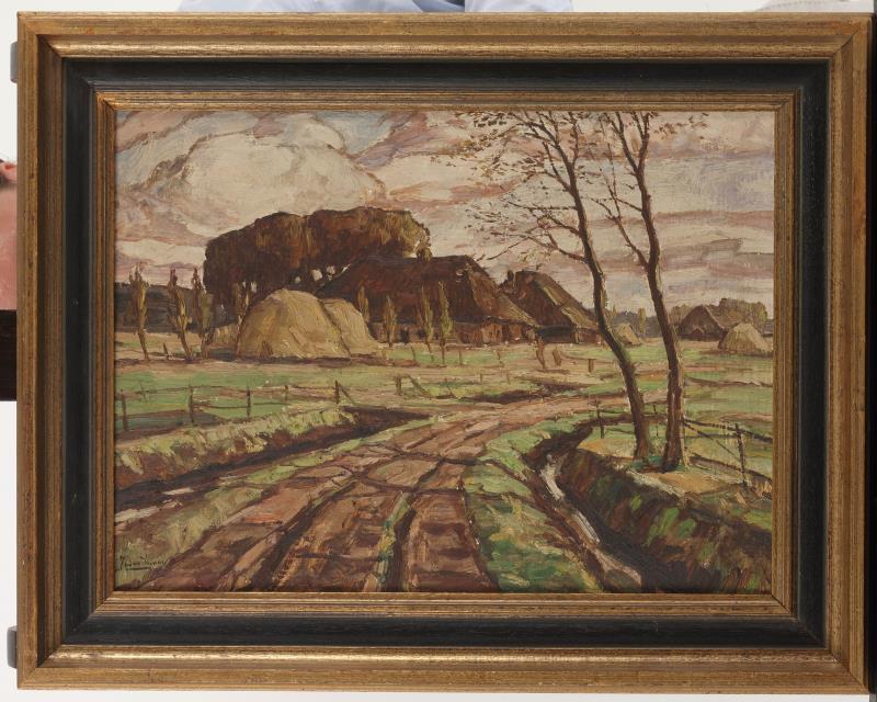 Jan Baartmans (Bergen op Zoom 1898 - 1968), Landschap met boerderij.