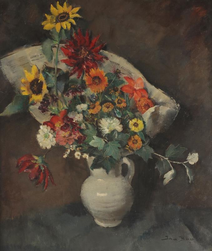 Ina Hooft (Den Haag 1894 - 1994 Laren), Een boeket met bloemen.