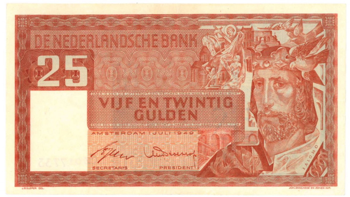Nederland 25 gulden Bankbiljet Type 1949 Salomo - Zeer Fraai / Prachtig