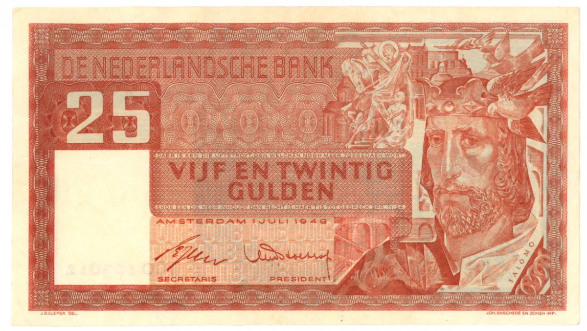 Nederland 25 gulden Bankbiljet Type 1949 Salomo - Zeer Fraai +
