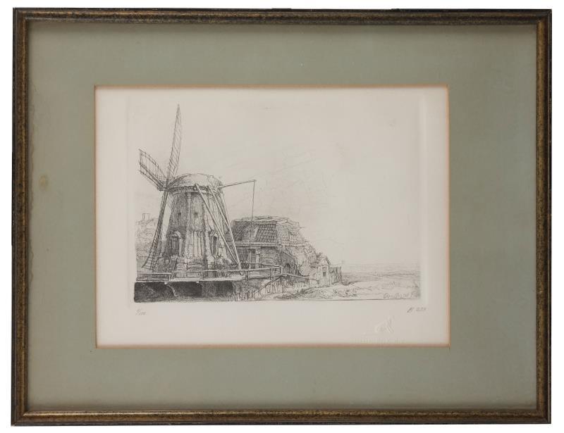 Naar Rembrandt Harmensz. van Rijn (Leiden 1606 - 1669 Amsterdam), De Molen, 1641,.