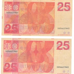 Nederland 2x 25 gulden Bankbiljet Type 1971 Sweelinck - Zeer Goed