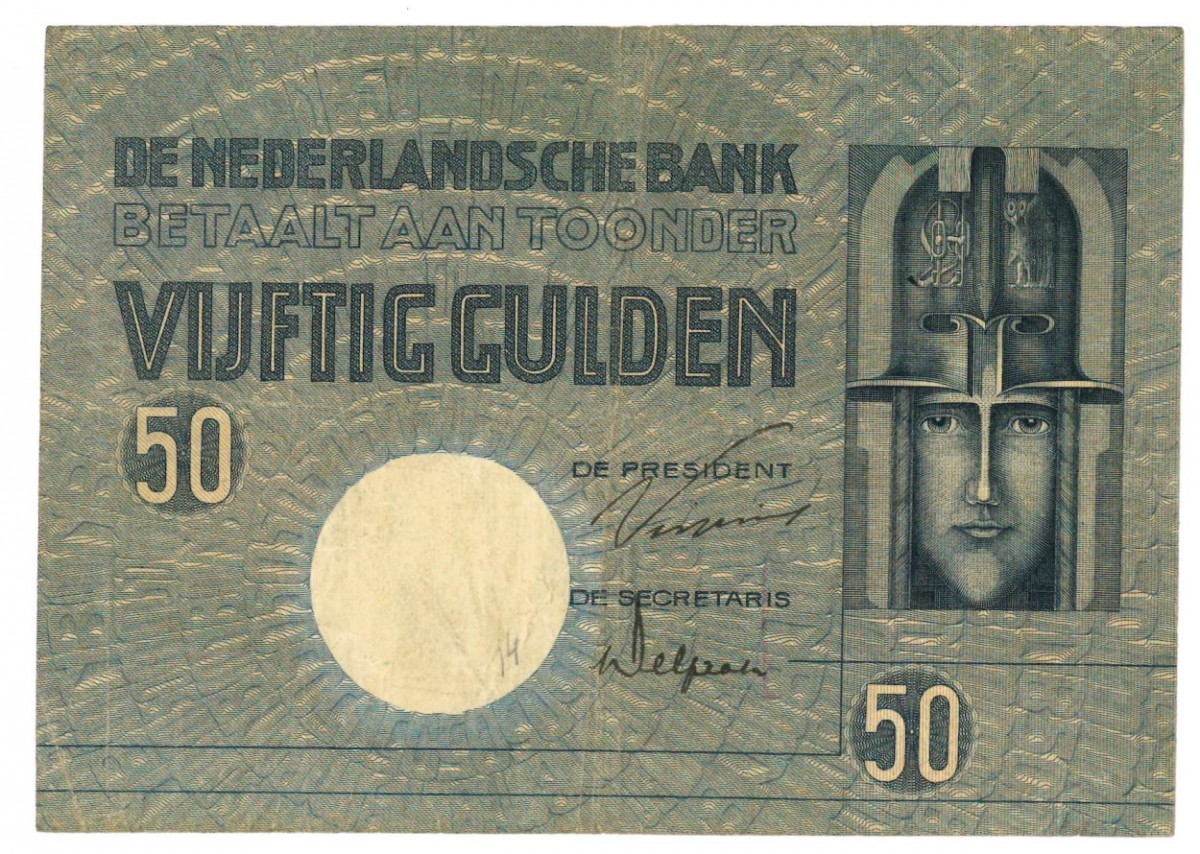 Nederland 50 gulden Bankbiljet Type 1929 Minerva - Zeer Fraai