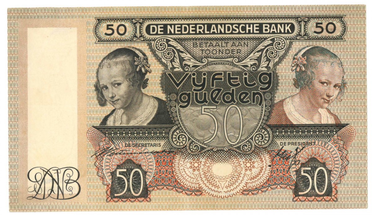 Nederland 50 gulden Bankbiljet Type 1941 Oestereetster - Zeer Fraai +