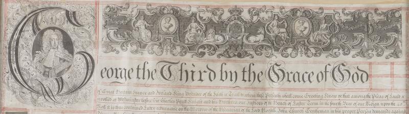 Een George III document en zegel, gedateerd 4 juni 1764, Engeland.