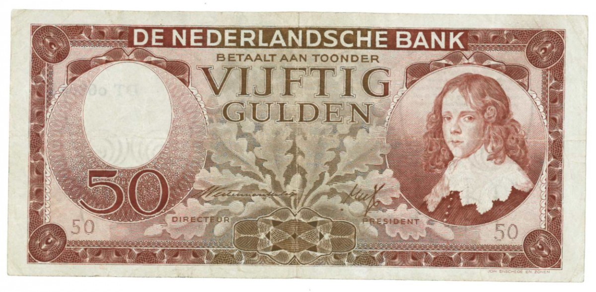 Nederland 50 gulden Bankbiljet Type 1945 Stadhouder Willem III - Zeer Fraai