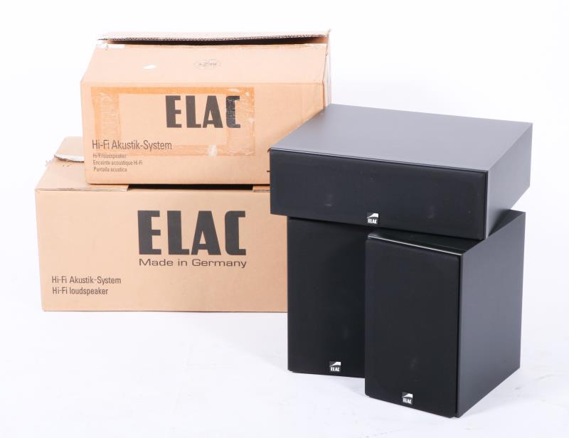 Een Elac Hi-Fi Akustik System subwoofer en daarbij twee Elac luidsprekers, Duitsland, 2e helft 20e eeuw. 