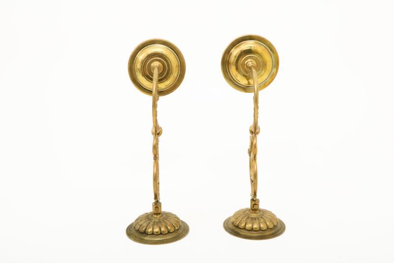 Set with (2) large copper wallcandles, Dutch, 18th century.
