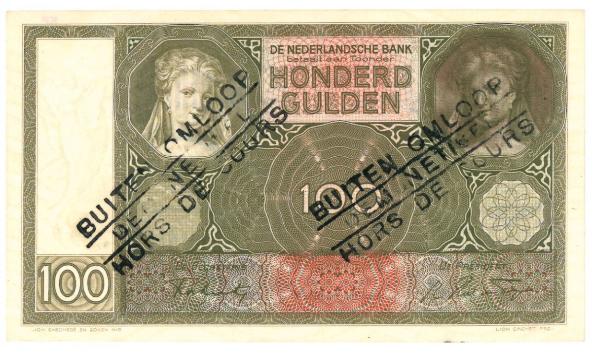 Nederland 100 gulden Bankbiljet Type 1930 Luitspelende vrouw - Nagenoeg UNC