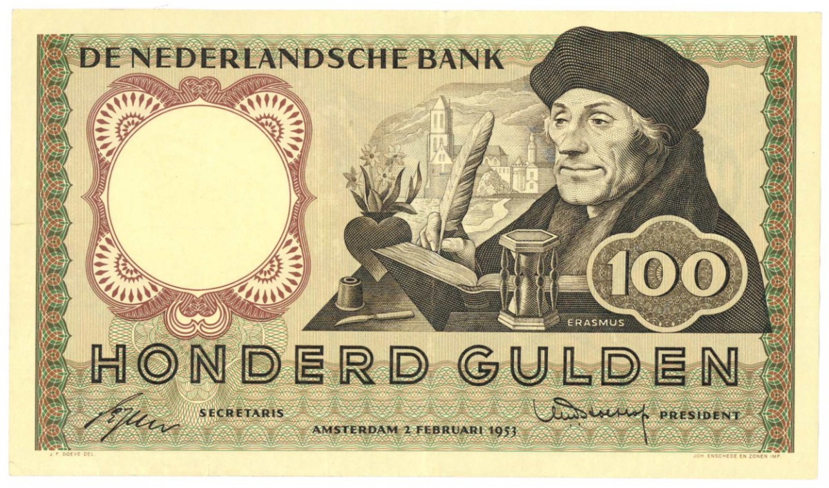 Nederland 100 gulden bankbiljet Type 1953 Erasmus - Zeer Fraai +