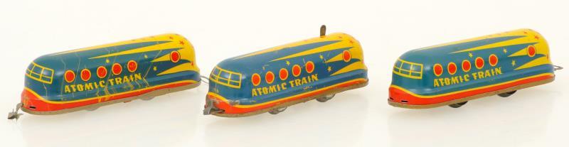 Atomic train space tin toy.