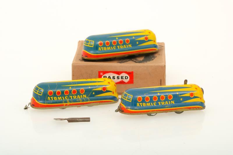 Atomic train space tin toy.