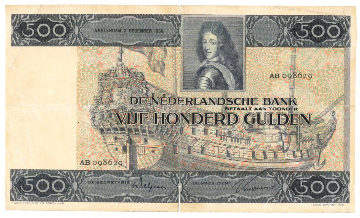 Nederland 500 gulden Bankbiljet Type 1930 Stadhouder Willem III - Zeer Goed