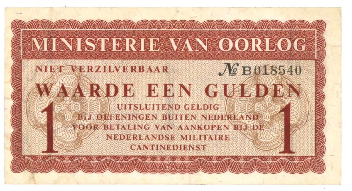 Ministerie van Oorlog 1 gulden Bankbiljet Type 1954 - Zeer Fraai +