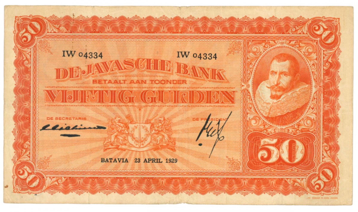 Netherlands-Indies 50 gulden Banknote Type 1925 Jan Pieterszoon Coen - Very fine -