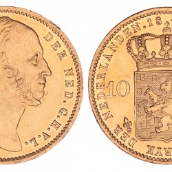 10 Gulden goud Willem II 1842. Prachtig + (Proofslag).