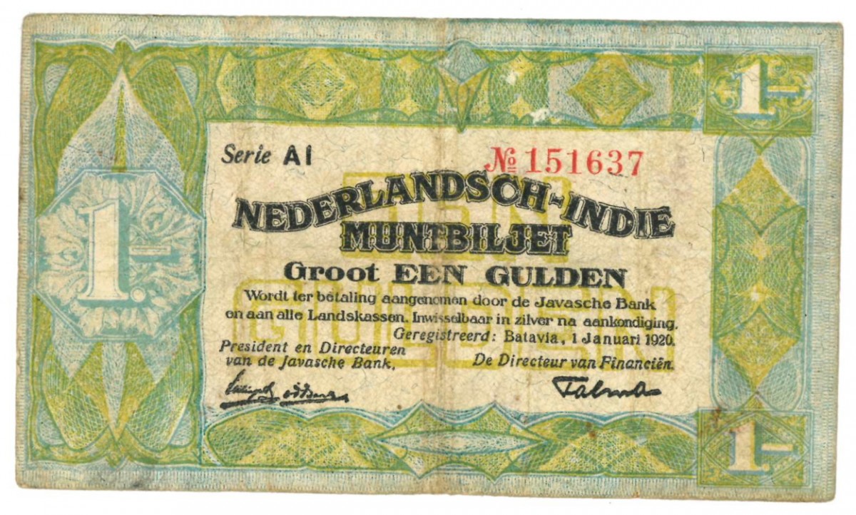 Netherlands-Indies 1 gulden Banknote Type 1920 - Fine